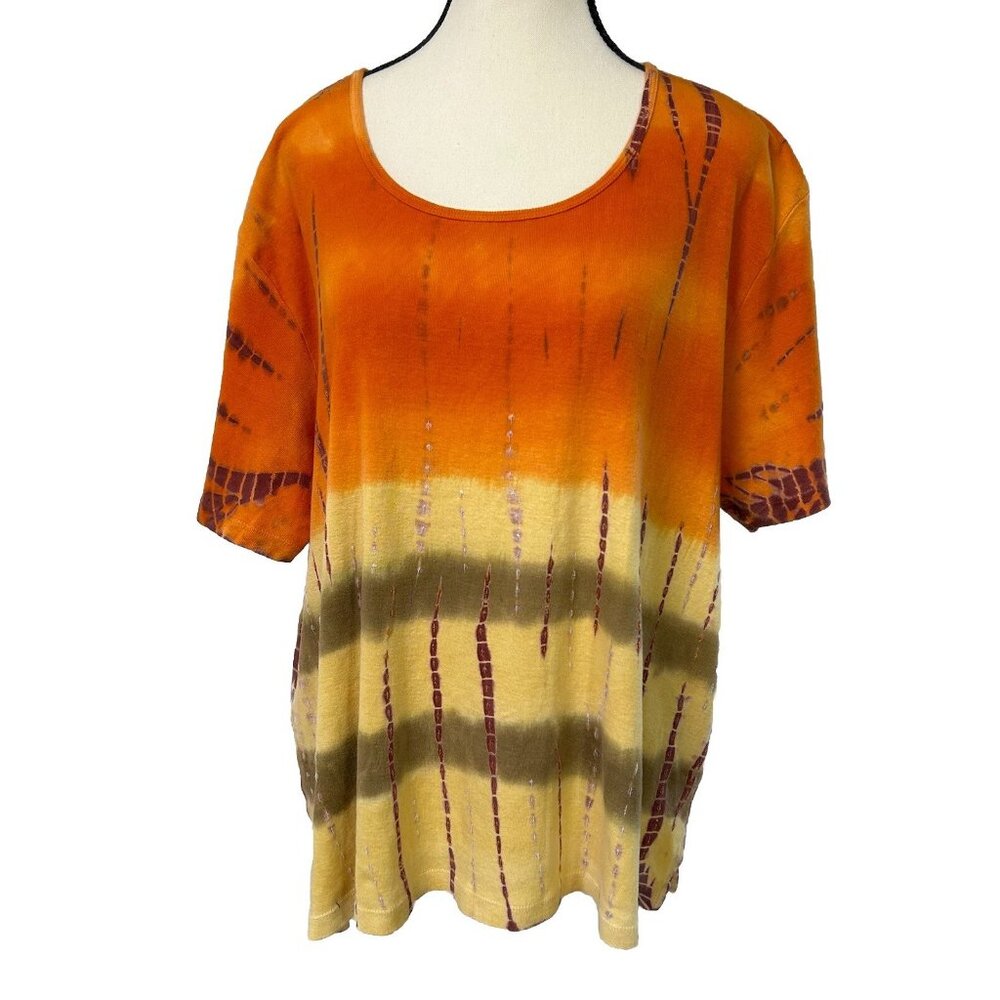 By Design Women’s size 3XL Nomad Southwestern Sequin All Cotton Top B52